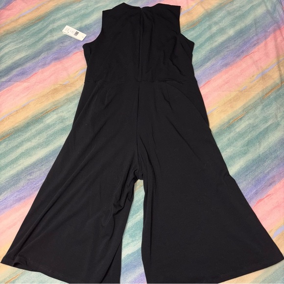 Eileen Fisher Culotte Cotton Stretch Jersey Sleeveless Wide Leg Jumpsuit Black L - Picture 4 of 8
